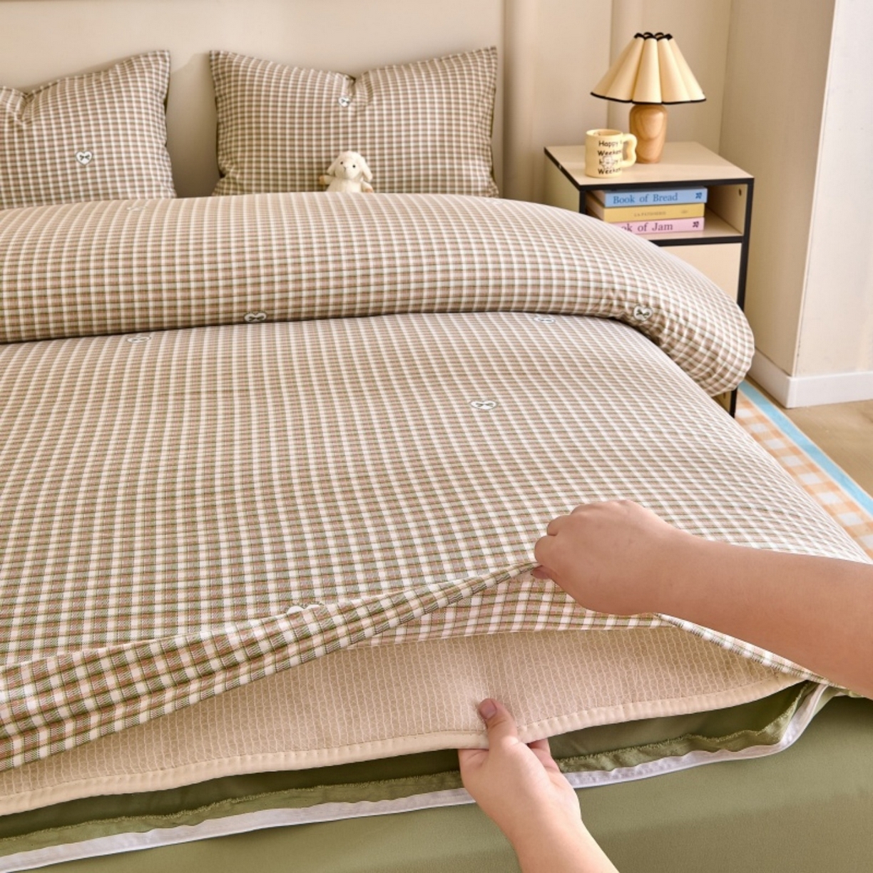 91家纺网 家纺一手货源 找家纺 好宜家纺 2025新款可拆洗新疆棉花被冬被春秋被夏凉被家用学生宿舍被子空调被芯四季通用 【批发团购价更优】【免费打包代发】【量大免费送货上门】 甜心小格-绿