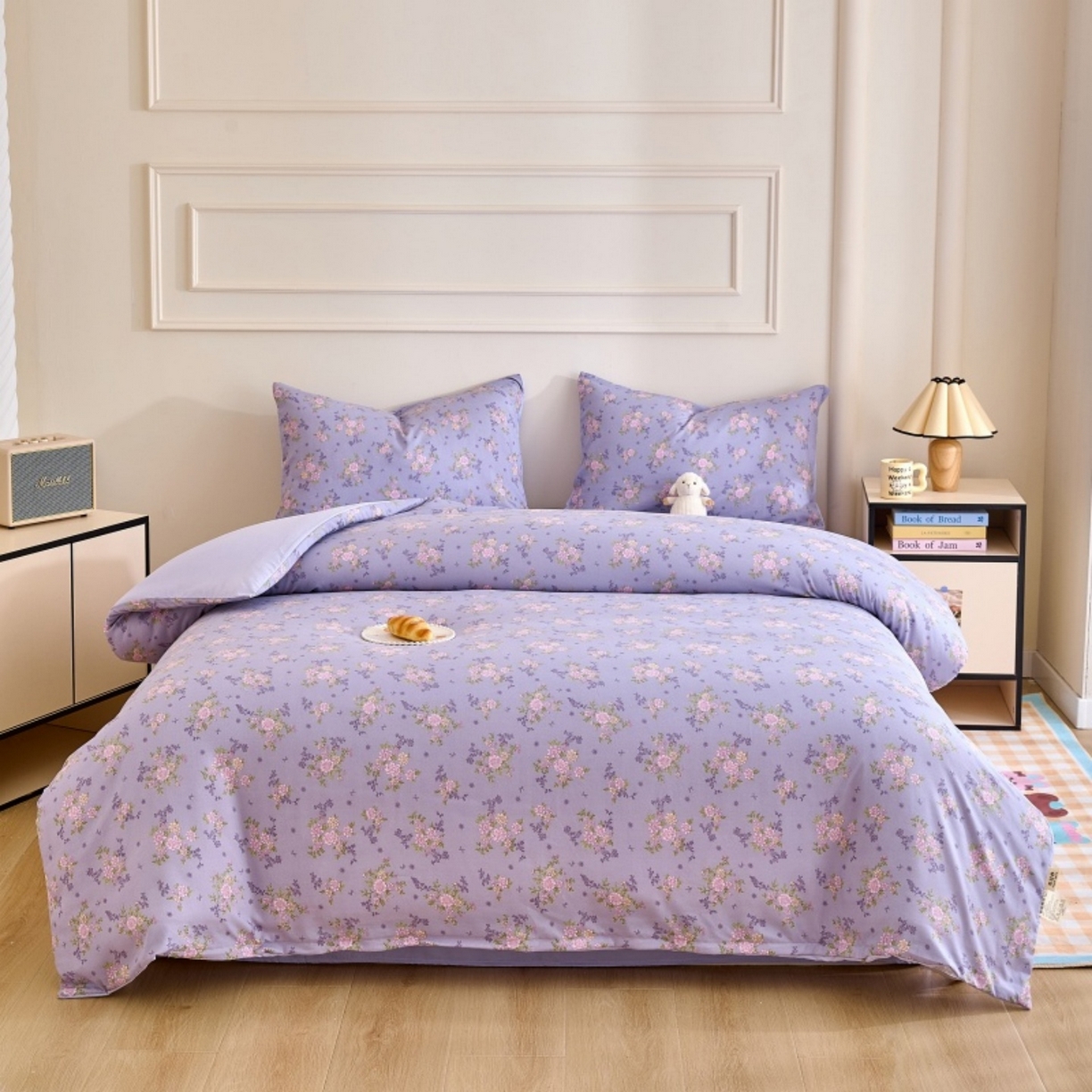 91家纺网 家纺一手货源 找家纺 好宜家纺 2025新款可拆洗新疆棉花被冬被春秋被夏凉被家用学生宿舍被子空调被芯四季通用 【批发团购价更优】【免费打包代发】【量大免费送货上门】 杏花微雨-紫