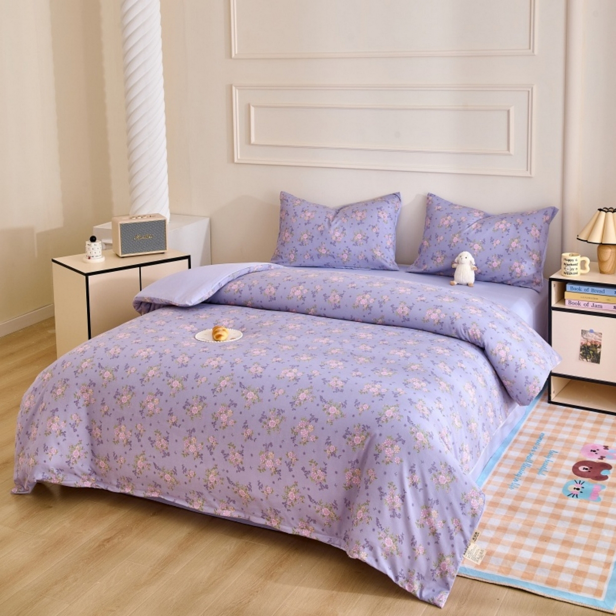 91家纺网 家纺一手货源 找家纺 好宜家纺 2025新款可拆洗新疆棉花被冬被春秋被夏凉被家用学生宿舍被子空调被芯四季通用 【批发团购价更优】【免费打包代发】【量大免费送货上门】 杏花微雨-紫