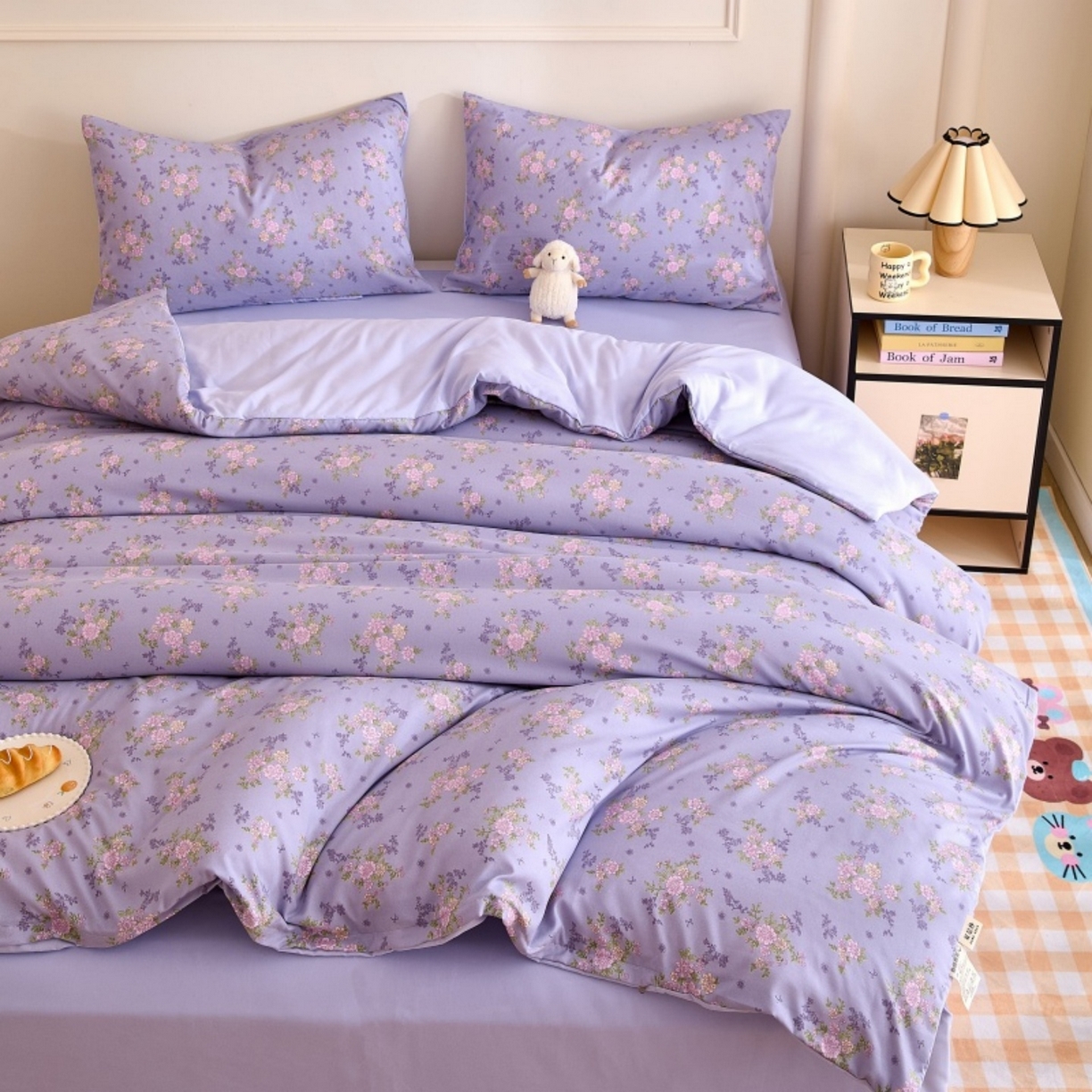 91家纺网 家纺一手货源 找家纺 好宜家纺 2025新款可拆洗新疆棉花被冬被春秋被夏凉被家用学生宿舍被子空调被芯四季通用 【批发团购价更优】【免费打包代发】【量大免费送货上门】 杏花微雨-紫