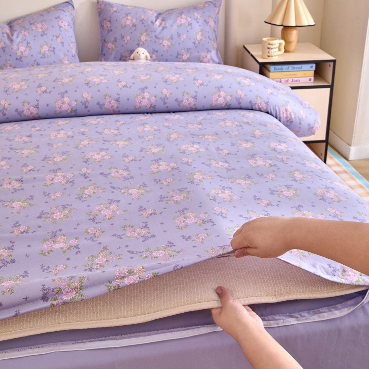 91家纺网 家纺一手货源 找家纺 好宜家纺 2025新款可拆洗新疆棉花被冬被春秋被夏凉被家用学生宿舍被子空调被芯四季通用 【批发团购价更优】【免费打包代发】【量大免费送货上门】 杏花微雨-紫