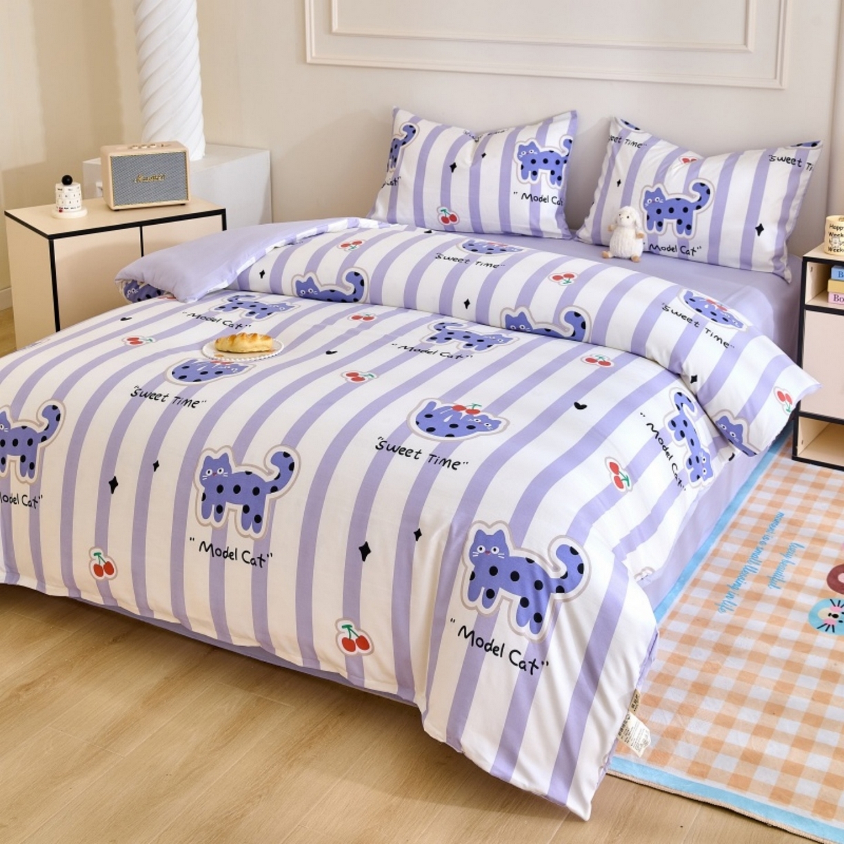 91家纺网 家纺一手货源 找家纺 好宜家纺 2025新款可拆洗新疆棉花被冬被春秋被夏凉被家用学生宿舍被子空调被芯四季通用 【批发团购价更优】【免费打包代发】【量大免费送货上门】 樱桃猫咪