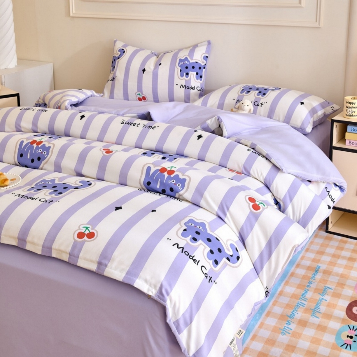 91家纺网 家纺一手货源 找家纺 好宜家纺 2025新款可拆洗新疆棉花被冬被春秋被夏凉被家用学生宿舍被子空调被芯四季通用 【批发团购价更优】【免费打包代发】【量大免费送货上门】 樱桃猫咪