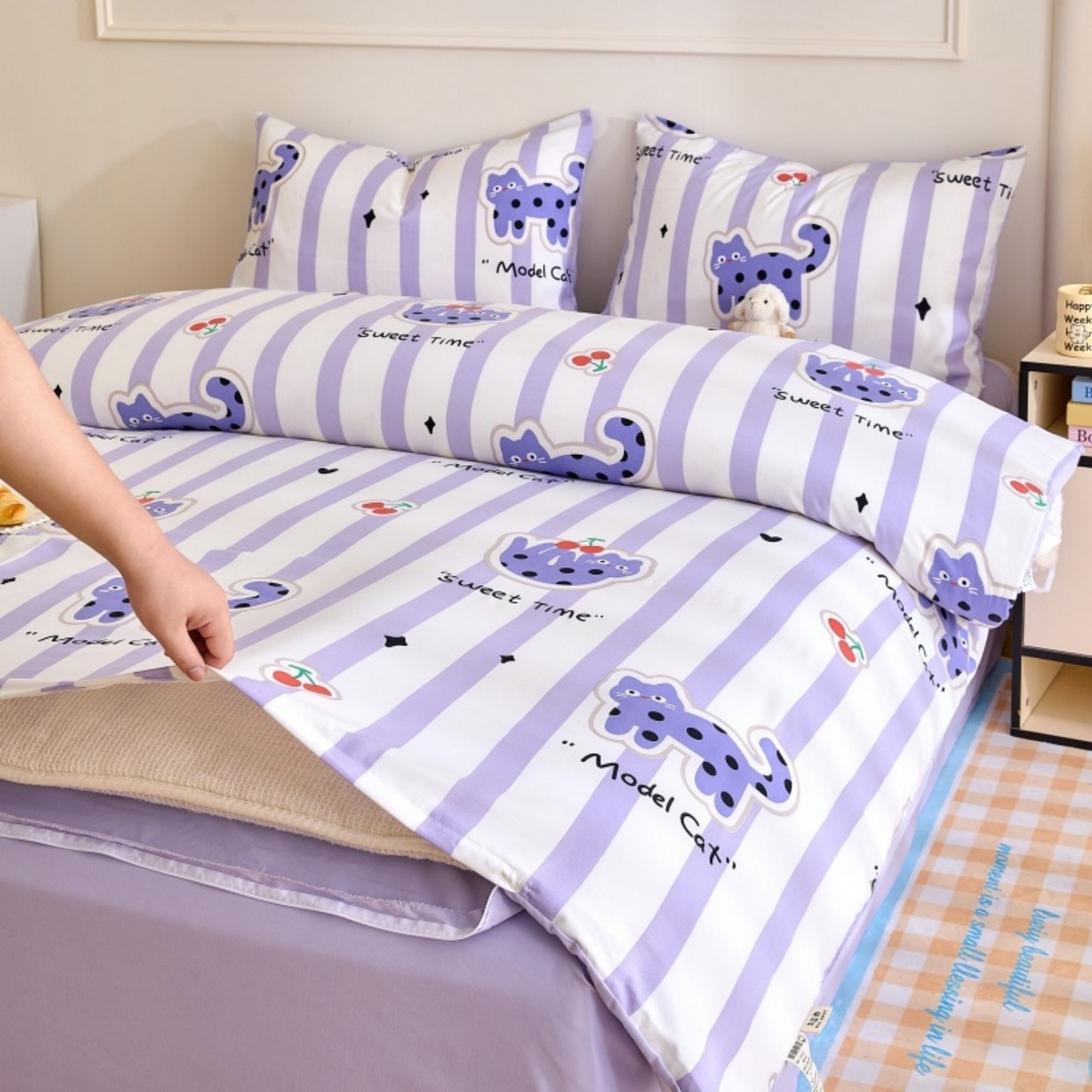 91家纺网 家纺一手货源 找家纺 好宜家纺 2025新款可拆洗新疆棉花被冬被春秋被夏凉被家用学生宿舍被子空调被芯四季通用 【批发团购价更优】【免费打包代发】【量大免费送货上门】 樱桃猫咪