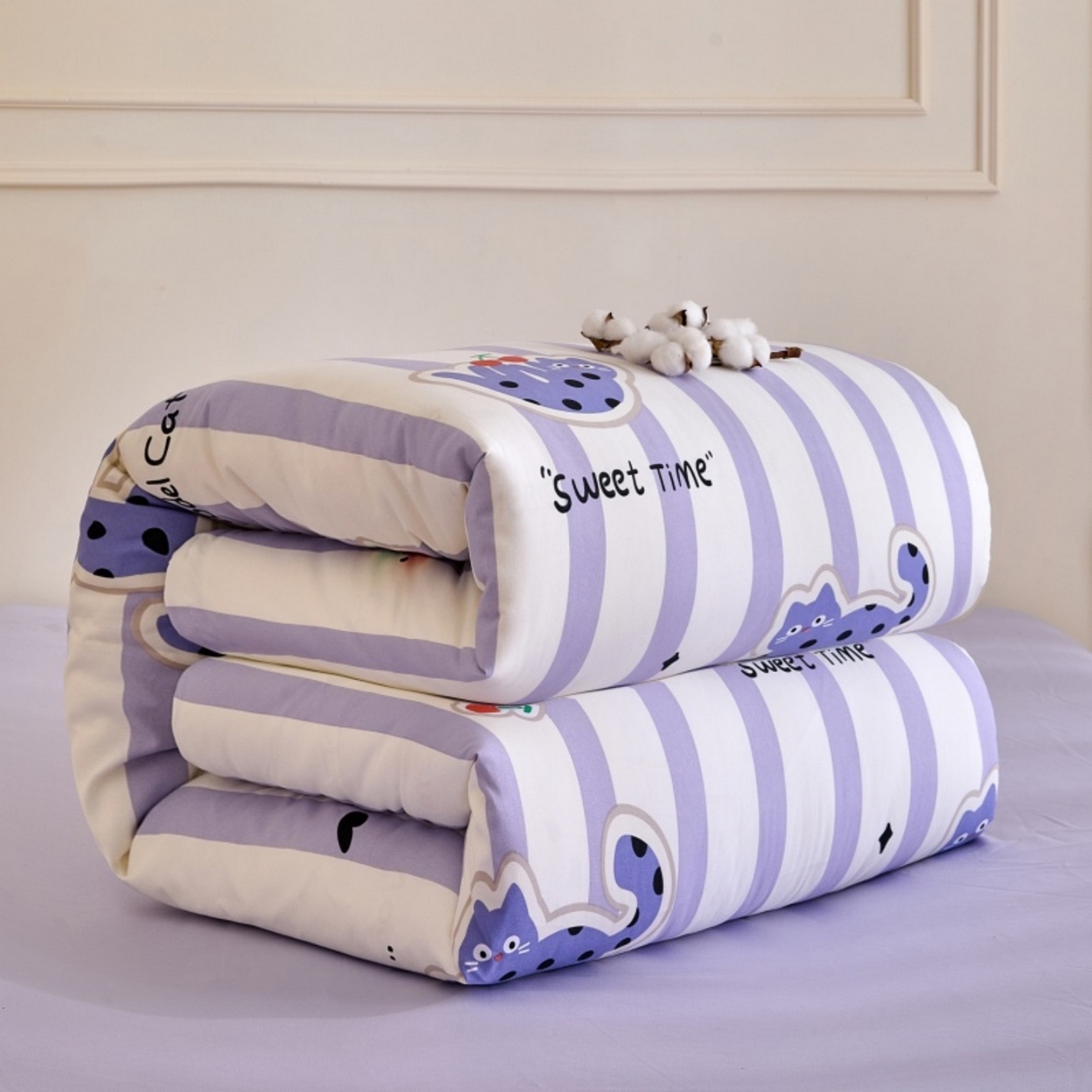 91家纺网 家纺一手货源 找家纺 好宜家纺 2025新款可拆洗新疆棉花被冬被春秋被夏凉被家用学生宿舍被子空调被芯四季通用 【批发团购价更优】【免费打包代发】【量大免费送货上门】 樱桃猫咪