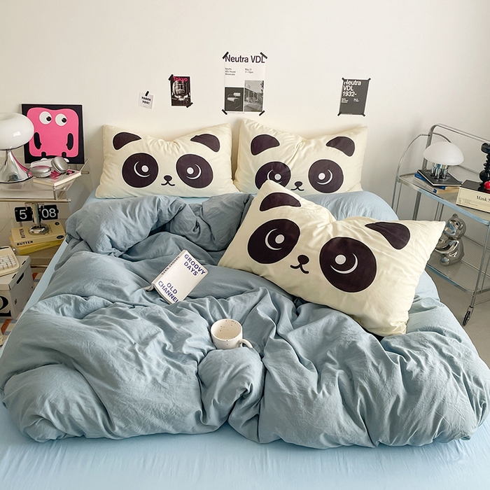 91家纺网 家纺一手货源 找家纺 （总）优卡迪家纺馆 2025新款A类亲肤水洗棉大眼萌纯色混搭四件套