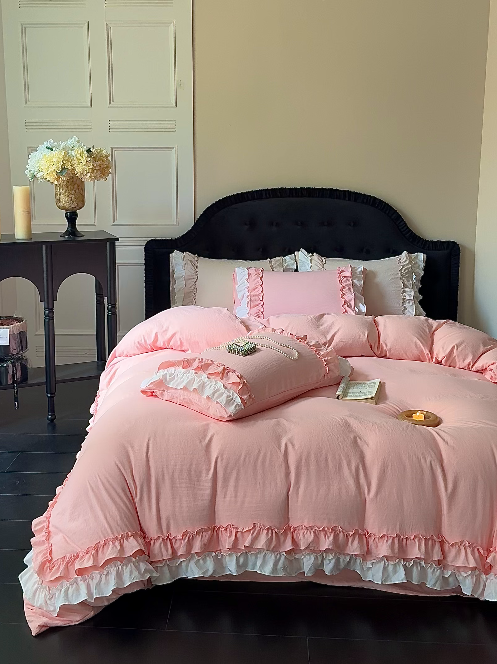 91家纺网 家纺一手货源 找家纺 （总）缘生活 2025新款加厚水洗棉双层荷叶边四件套