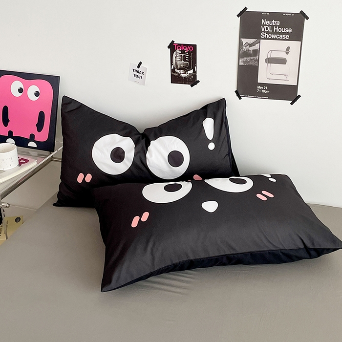 91家纺网 家纺一手货源 找家纺 优卡迪家纺馆 2025新款A类亲肤水洗棉大眼萌纯色混搭四件套 大眼萌-卡其灰