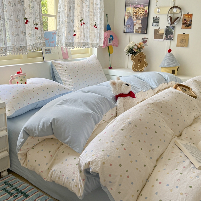 91家纺网 家纺一手货源 找家纺 （总）希丞家居 2025新款ins小清新水洗优嘉棉四件套