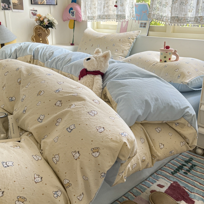 91家纺网 家纺一手货源 找家纺 （总）希丞家居 2025新款ins小清新水洗优嘉棉四件套