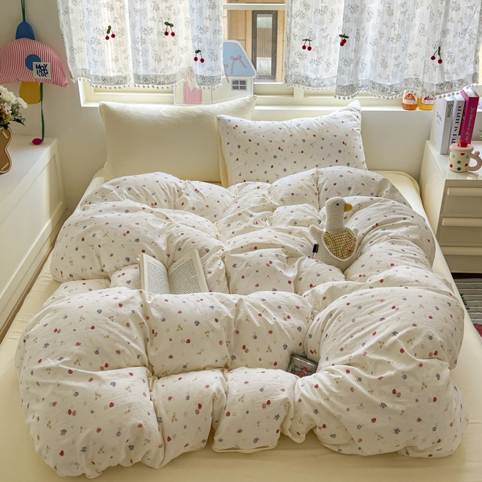 91家纺网 家纺一手货源 找家纺 希丞家居 2025新款ins小清新水洗优嘉棉四件套 双霉果酱