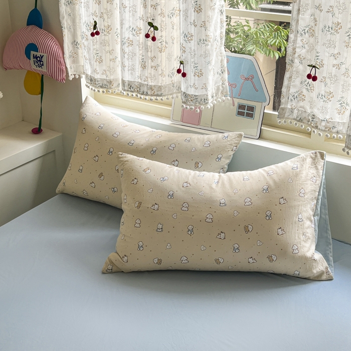 91家纺网 家纺一手货源 找家纺 希丞家居 2025新款ins小清新水洗优嘉棉四件套 汪星乐园