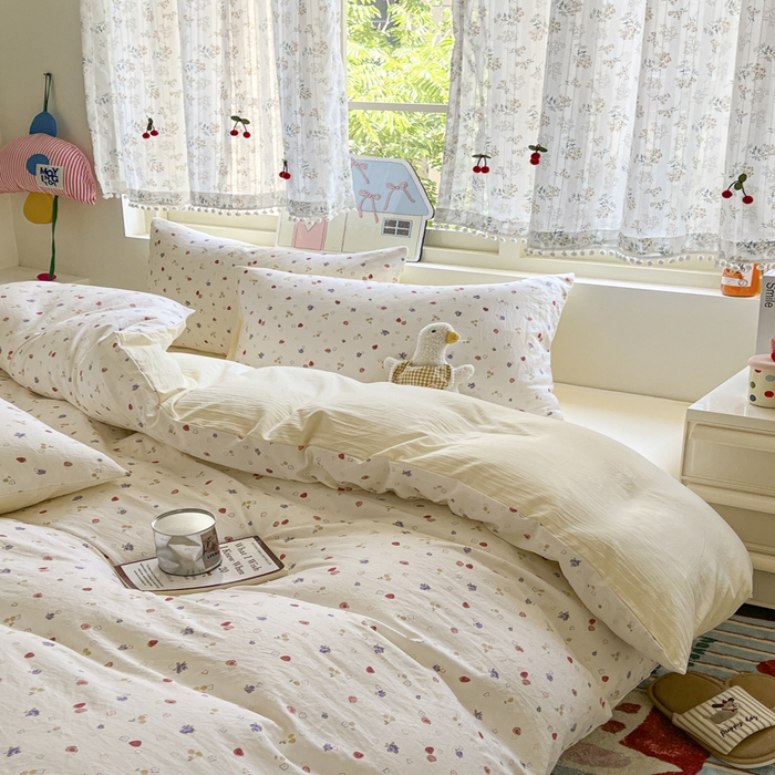 91家纺网 家纺一手货源 找家纺 希丞家居 2025新款ins小清新水洗优嘉棉四件套 双霉果酱