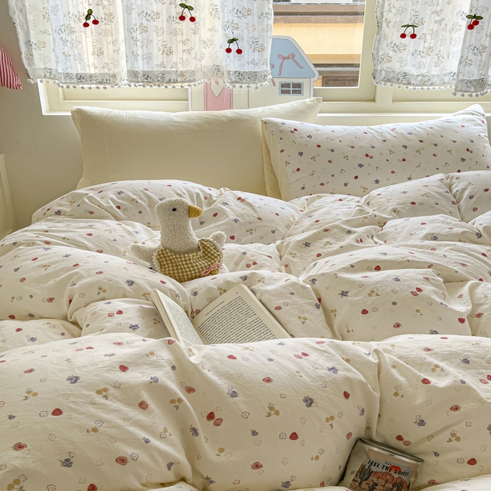 91家纺网 家纺一手货源 找家纺 希丞家居 2025新款ins小清新水洗优嘉棉四件套 双霉果酱