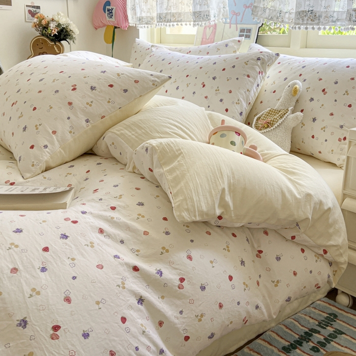 91家纺网 家纺一手货源 找家纺 希丞家居 2025新款ins小清新水洗优嘉棉四件套 双霉果酱