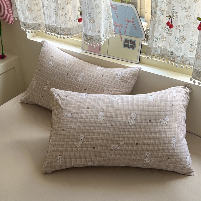 91家纺网 家纺一手货源 找家纺 希丞家居 2025新款ins小清新水洗优嘉棉四件套 萌犬日记