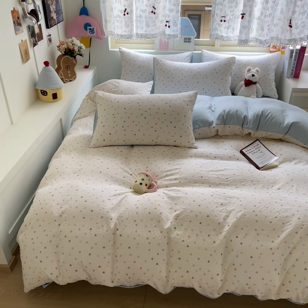 91家纺网 家纺一手货源 找家纺 （总）希丞家居 2025新款ins小清新水洗优嘉棉四件套