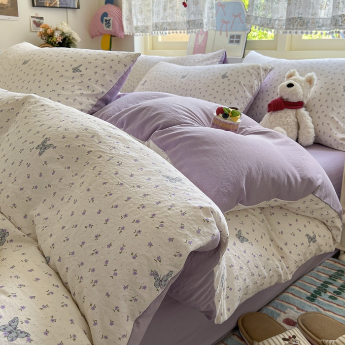 91家纺网 家纺一手货源 找家纺 （总）希丞家居 2025新款ins小清新水洗优嘉棉四件套