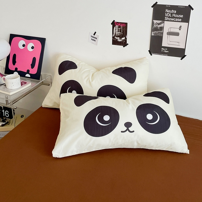 91家纺网 家纺一手货源 找家纺 优卡迪家纺馆 2025新款A类亲肤水洗棉大眼萌纯色混搭四件套 大眼萌-卡其咖