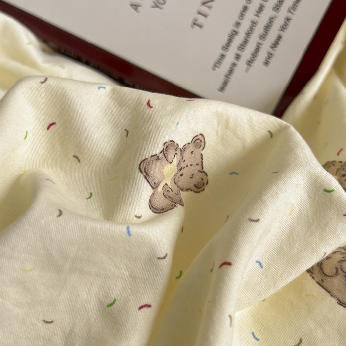 91家纺网 家纺一手货源 找家纺 希丞家居 2025新款ins小清新水洗优嘉棉四件套 星愿小熊