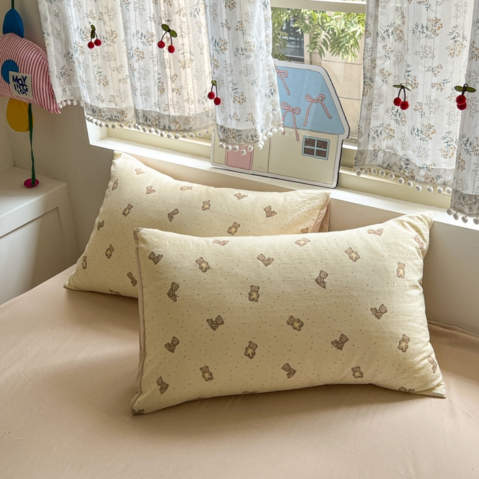 91家纺网 家纺一手货源 找家纺 希丞家居 2025新款ins小清新水洗优嘉棉四件套 星愿小熊