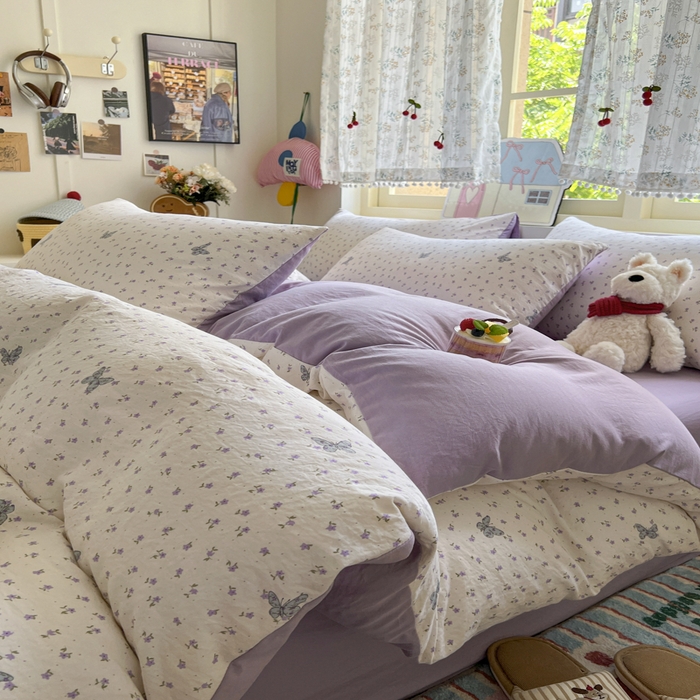 91家纺网 家纺一手货源 找家纺 希丞家居 2025新款ins小清新水洗优嘉棉四件套 紫晶魔法