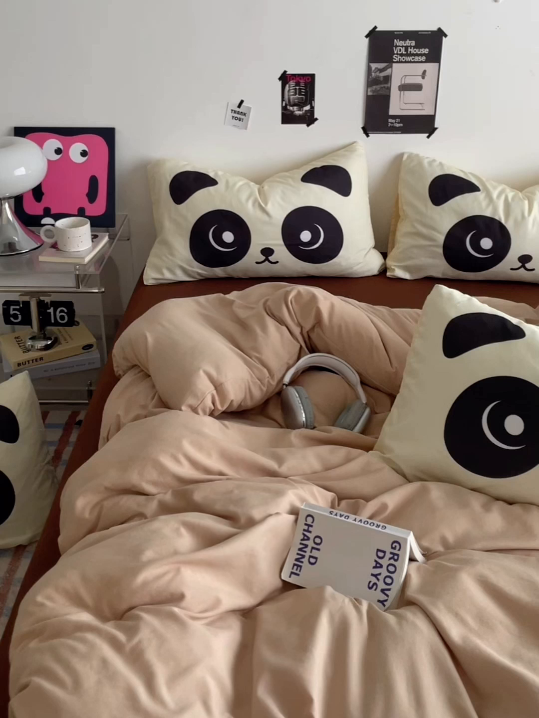 91家纺网 家纺一手货源 找家纺 优卡迪家纺馆 2025新款A类亲肤水洗棉大眼萌纯色混搭四件套 大眼萌-卡其咖