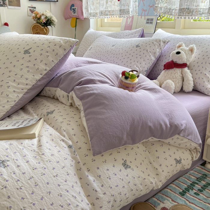 91家纺网 家纺一手货源 找家纺 希丞家居 2025新款ins小清新水洗优嘉棉四件套 紫晶魔法