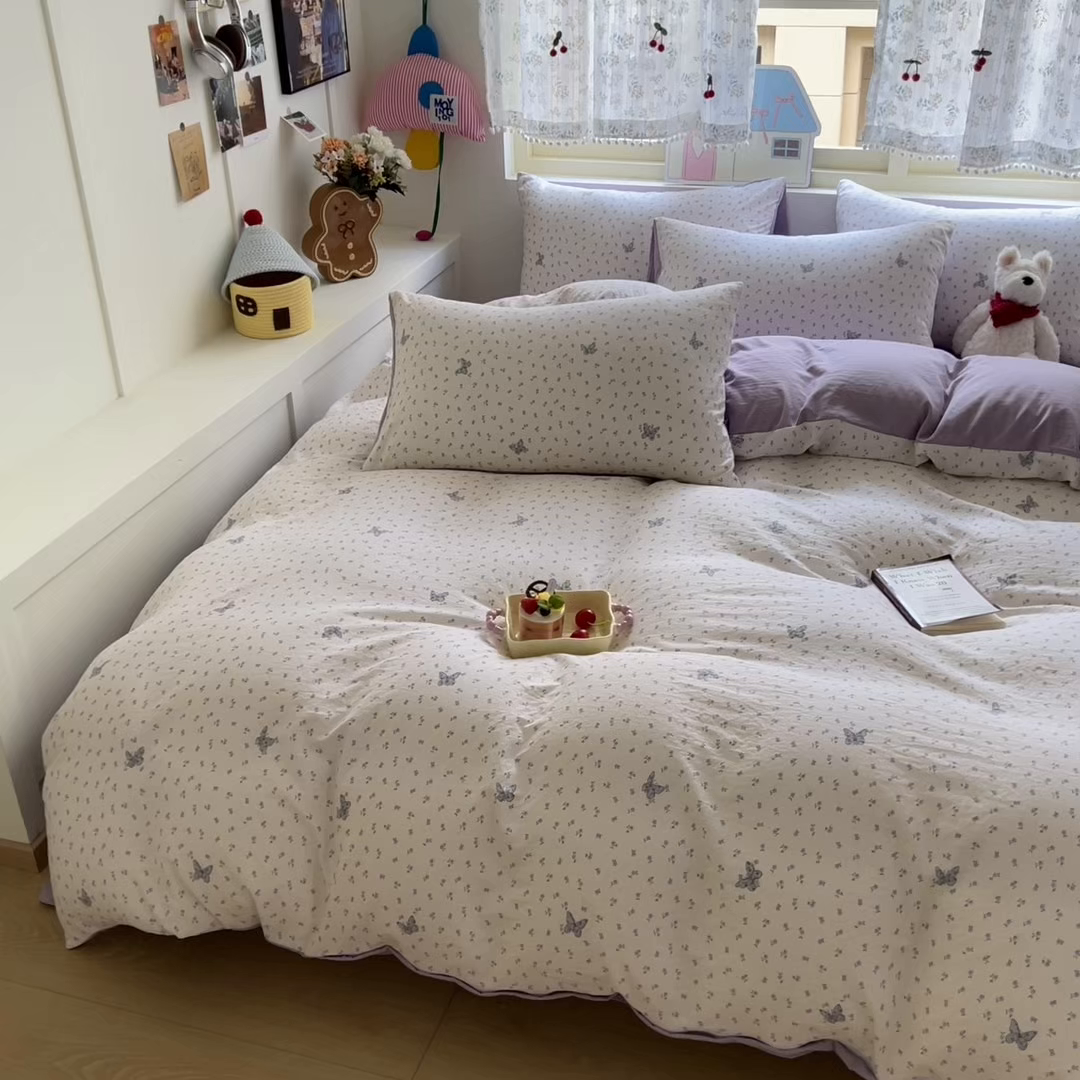 91家纺网 家纺一手货源 找家纺 希丞家居 2025新款ins小清新水洗优嘉棉四件套 紫晶魔法