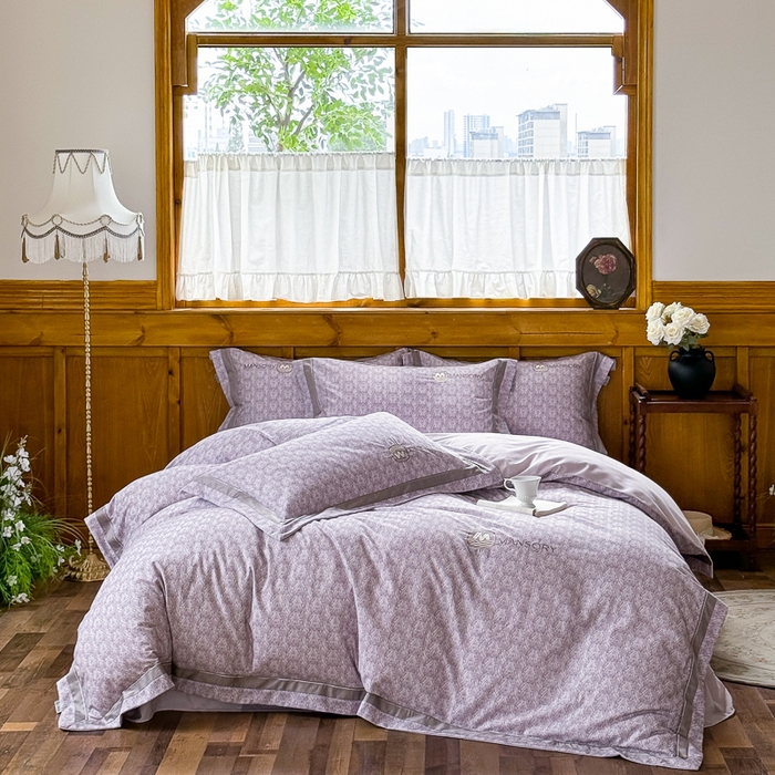 91家纺网 家纺一手货源 找家纺 巧玲珑 20025新款工艺款刺绣绣花加厚天丝棉四件套 威尼斯-粉紫