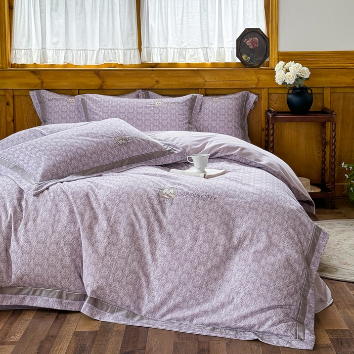 91家纺网 家纺一手货源 找家纺 巧玲珑 20025新款工艺款刺绣绣花加厚天丝棉四件套 威尼斯-粉紫