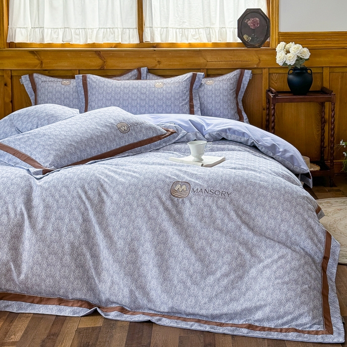 91家纺网 家纺一手货源 找家纺 巧玲珑 20025新款工艺款刺绣绣花加厚天丝棉四件套 威尼斯-蓝灰