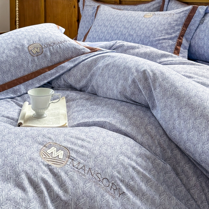 91家纺网 家纺一手货源 找家纺 巧玲珑 20025新款工艺款刺绣绣花加厚天丝棉四件套 威尼斯-蓝灰