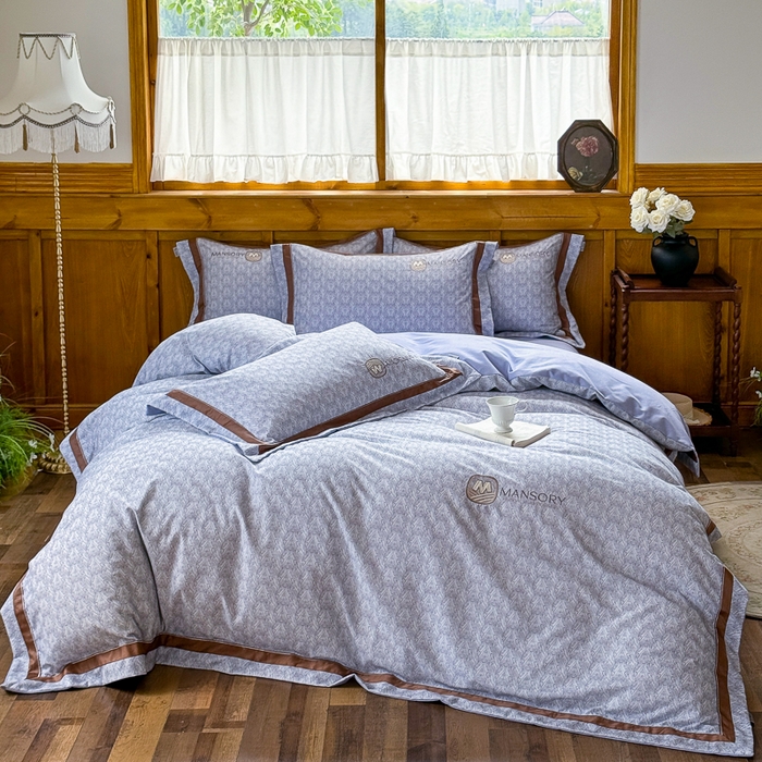 91家纺网 家纺一手货源 找家纺 巧玲珑 20025新款工艺款刺绣绣花加厚天丝棉四件套 威尼斯-蓝灰