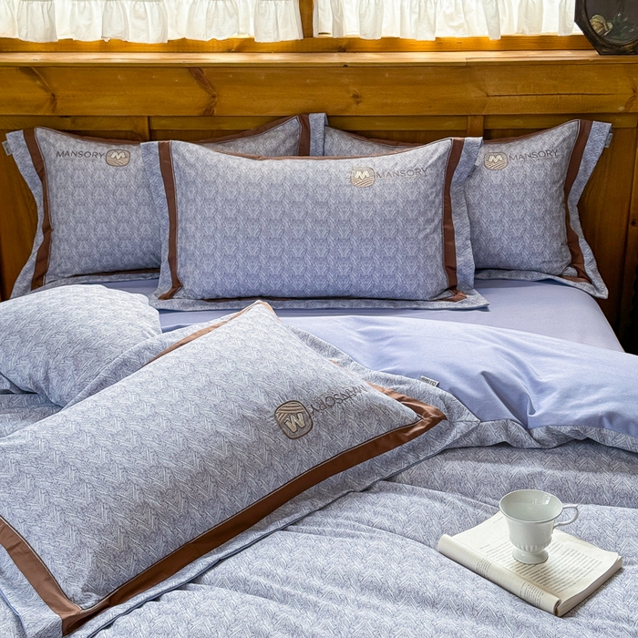 91家纺网 家纺一手货源 找家纺 巧玲珑 20025新款工艺款刺绣绣花加厚天丝棉四件套 威尼斯-蓝灰