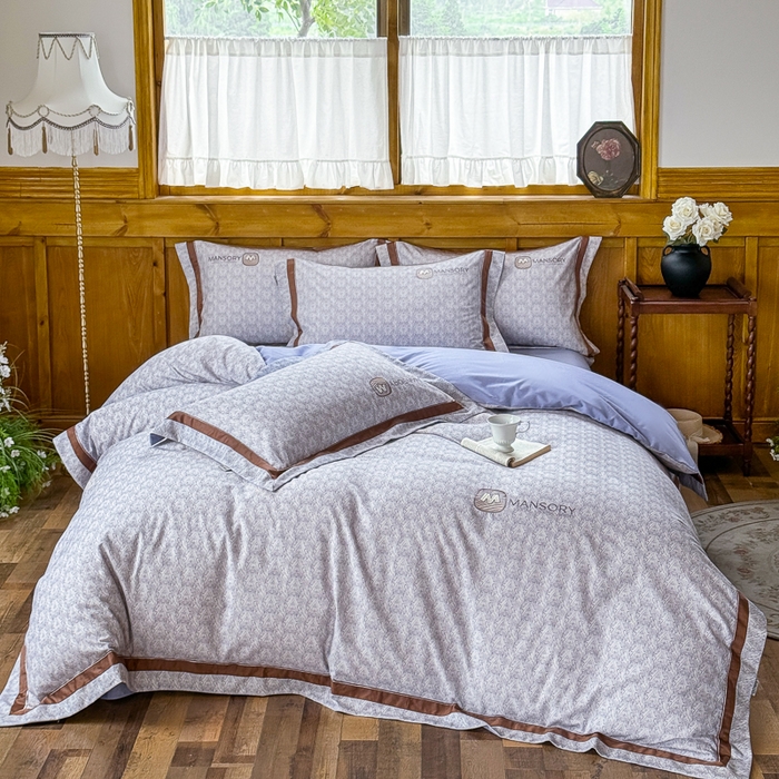 91家纺网 家纺一手货源 找家纺 巧玲珑 20025新款工艺款刺绣绣花加厚天丝棉四件套 威尼斯-浅灰