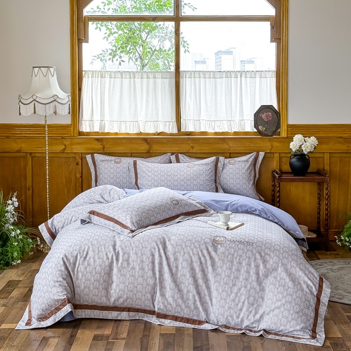 91家纺网 家纺一手货源 找家纺 巧玲珑 20025新款工艺款刺绣绣花加厚天丝棉四件套 威尼斯-浅灰