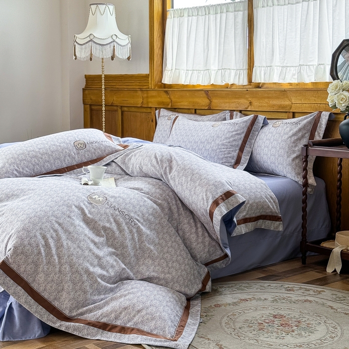 91家纺网 家纺一手货源 找家纺 巧玲珑 20025新款工艺款刺绣绣花加厚天丝棉四件套 威尼斯-浅灰