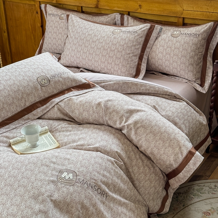 91家纺网 家纺一手货源 找家纺 巧玲珑 20025新款工艺款刺绣绣花加厚天丝棉四件套 威尼斯-浅驼