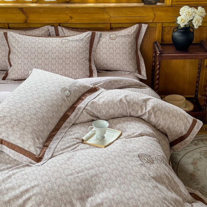 91家纺网 家纺一手货源 找家纺 巧玲珑 20025新款工艺款刺绣绣花加厚天丝棉四件套 威尼斯-浅驼