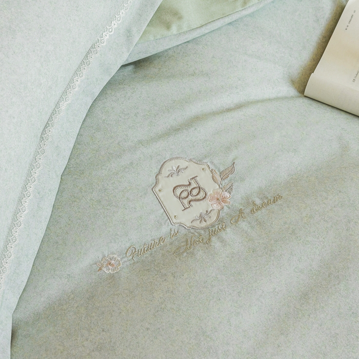 91家纺网 家纺一手货源 找家纺 巧玲珑 20025新款工艺款刺绣绣花加厚天丝棉四件套 寻梦-草绿