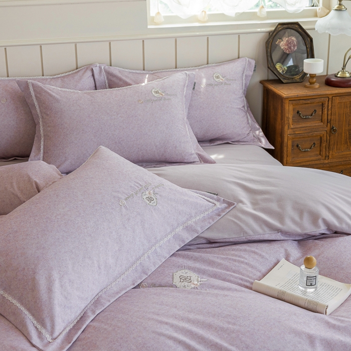 91家纺网 家纺一手货源 找家纺 巧玲珑 20025新款工艺款刺绣绣花加厚天丝棉四件套 寻梦-粉豆沙