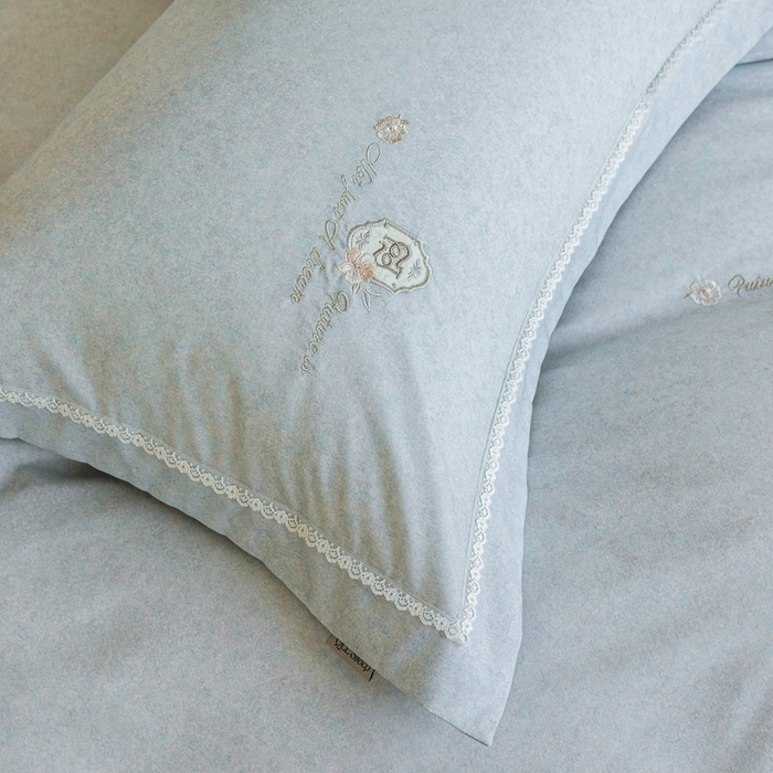 91家纺网 家纺一手货源 找家纺 巧玲珑 20025新款工艺款刺绣绣花加厚天丝棉四件套 寻梦-灰