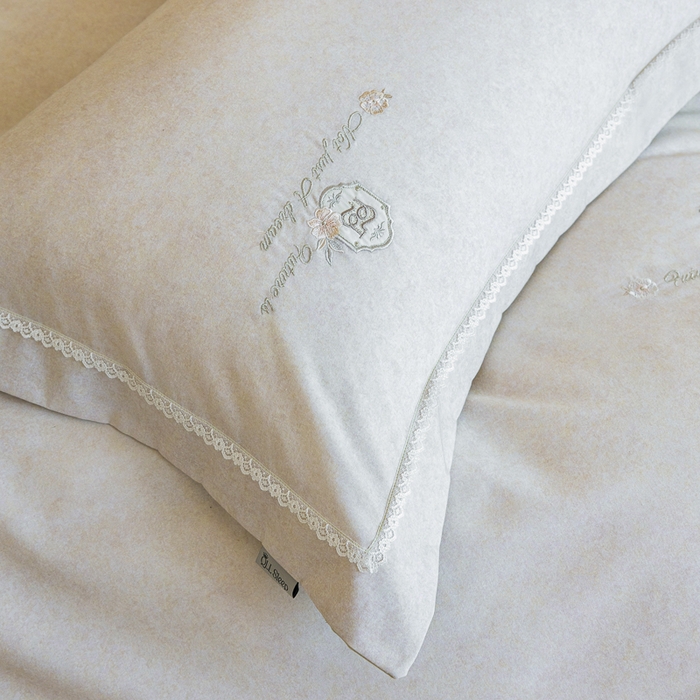 91家纺网 家纺一手货源 找家纺 巧玲珑 20025新款工艺款刺绣绣花加厚天丝棉四件套 寻梦-米黄