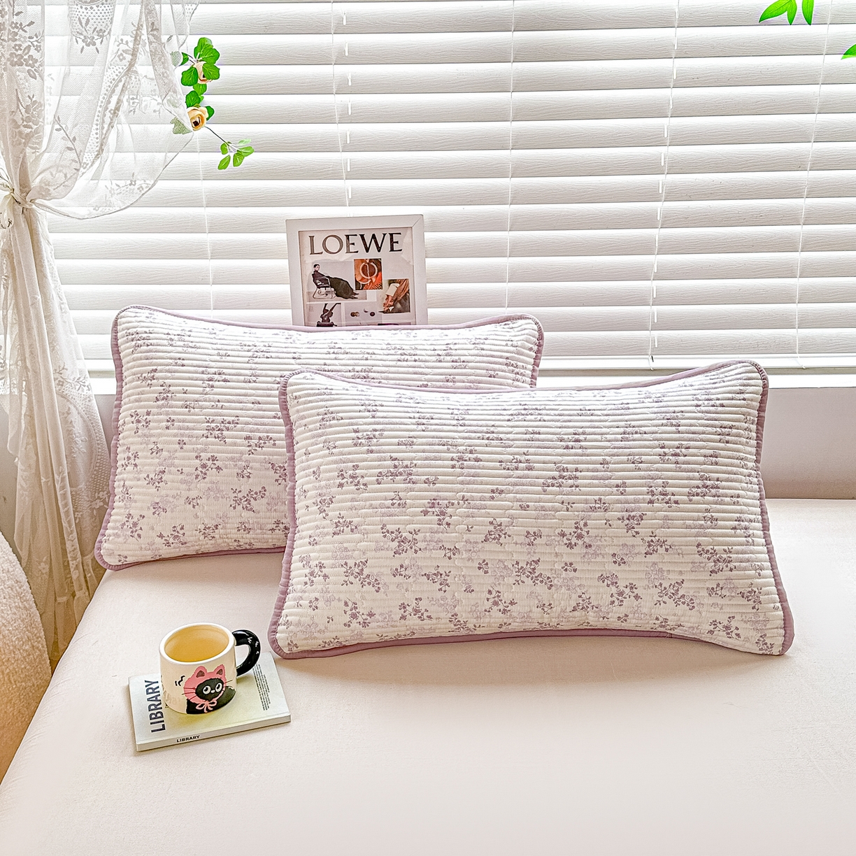 91家纺网 家纺一手货源 找家纺 橘夏家纺 2025新款全棉床盖三件套春风里（紫）