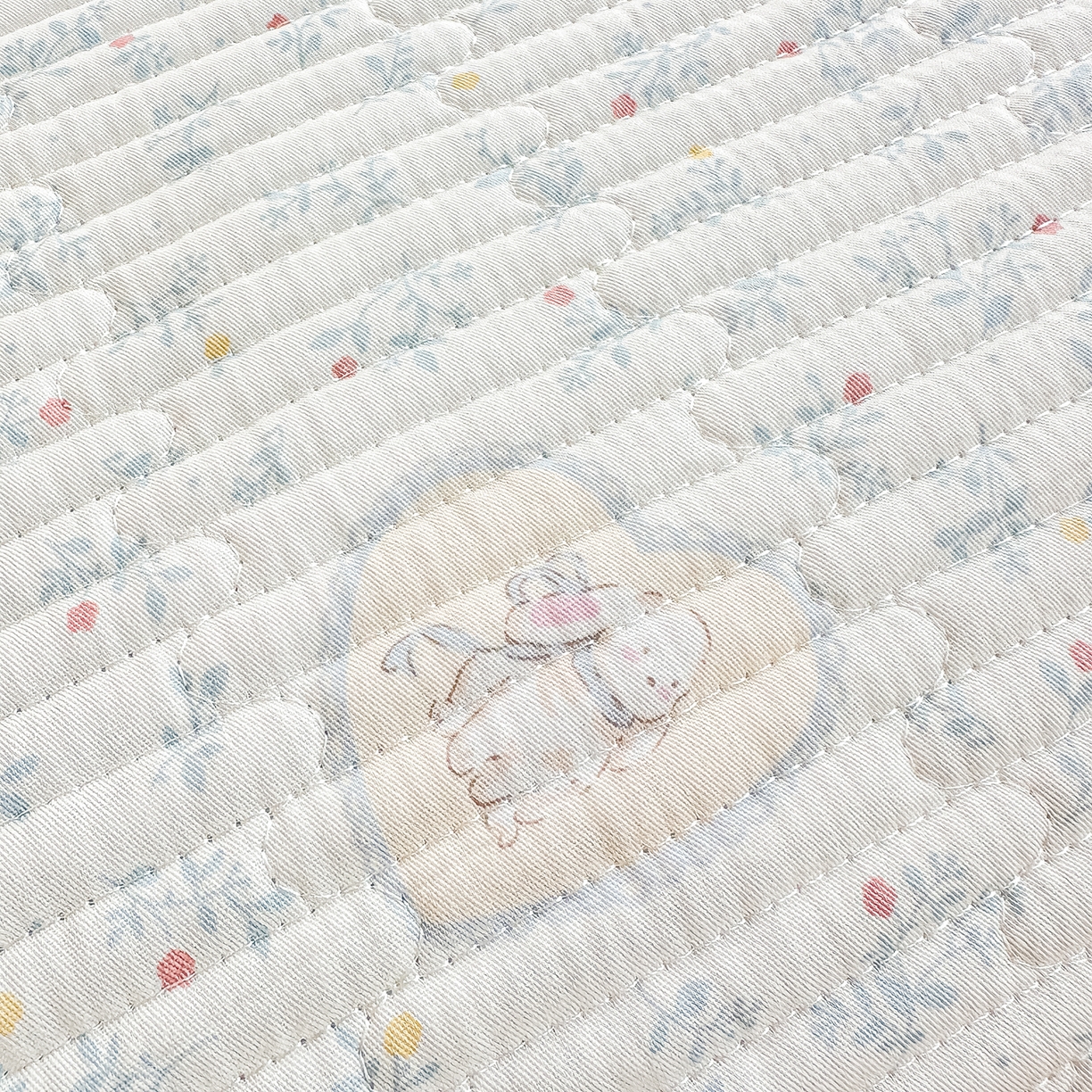 91家纺网 家纺一手货源 找家纺 橘夏家纺 2025新款全棉床盖三件套蓝心兔