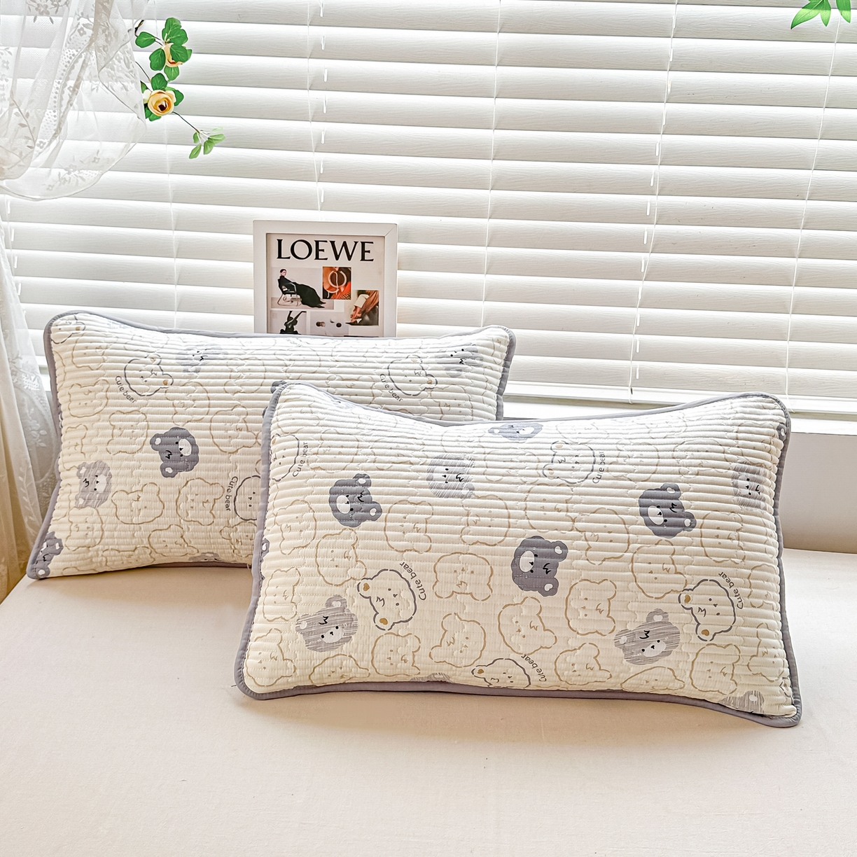 91家纺网 家纺一手货源 找家纺 橘夏家纺 2025新款全棉床盖三件套影子熊