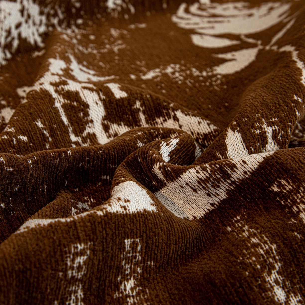 91家纺网 家纺一手货源 找家纺 沐沐家纺 2026新款花溪沙发巾 咖色