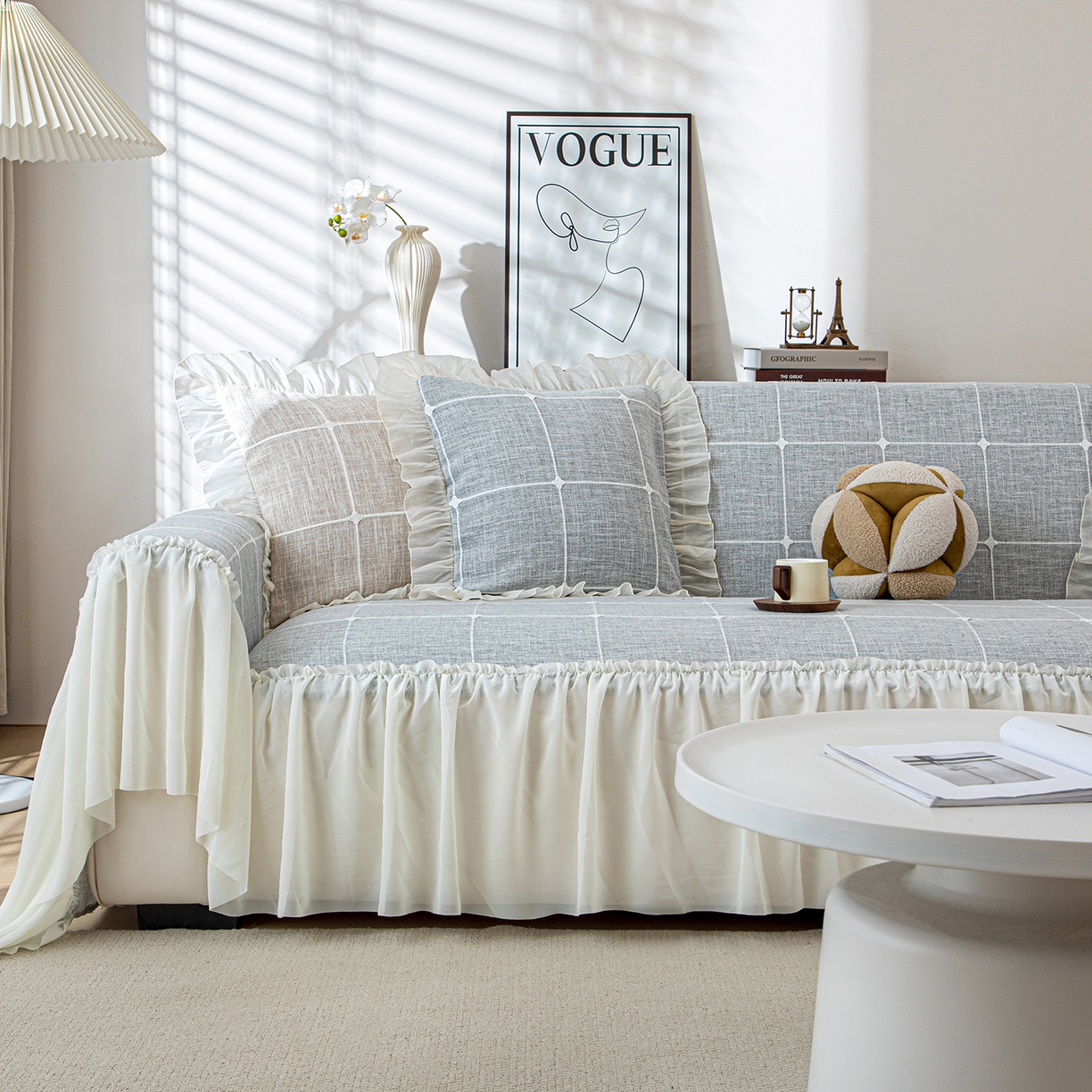 91家纺网 家纺一手货源 找家纺 沐沐家纺 2026新款方醇沙发巾 湖水蓝