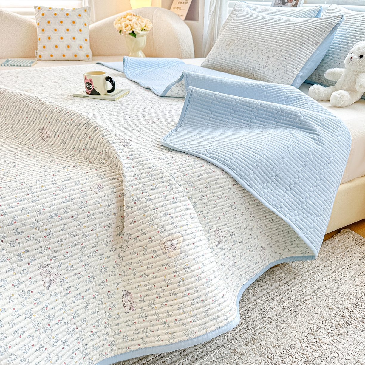 （总）橘夏家纺 2025新款全棉床盖三件套